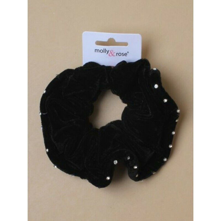 Picture of 4568 / 5681 LARGE - BLACK VELVET SCRUNCHIE WITH DIAMANTE